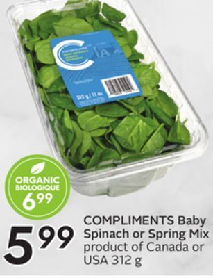 Sobeys Baby spinach or spring mix offer