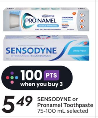 Sobeys Sensodyne or pronamel toothpaste offer