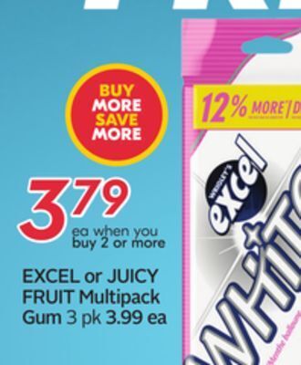 Sobeys Excel or juicy fruit multipack gum offer