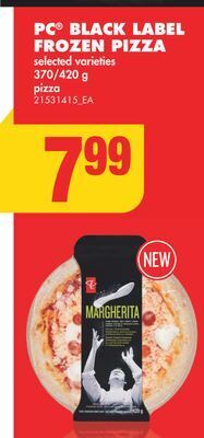 No Frills Pc® black label frozen pizza, 370/420 g offer
