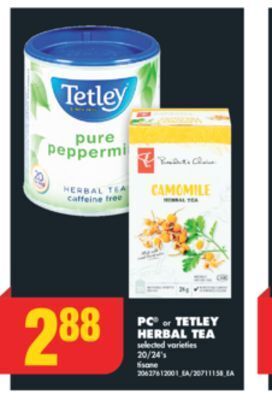 No Frills Pc® or tetley herbal tea, 20/24's offer
