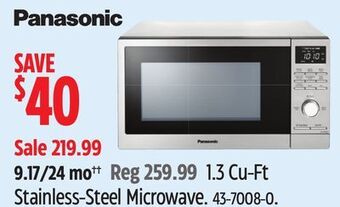 Canadian Tire Panasonic 1.3 cu-ft stainless-steel microwave offer