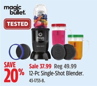 Canadian Tire Magic bullet 12-pc single-shot blender offer