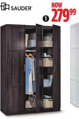 Canadian Tire Sauder 3-door wardrobe, cinnamon offer