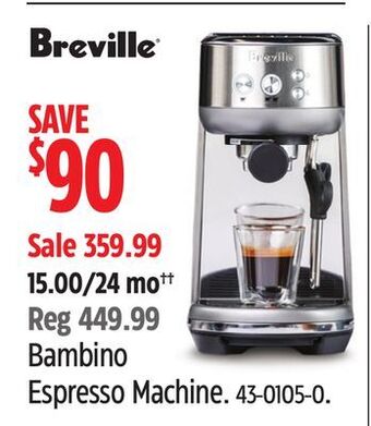 Canadian Tire Breville bambino espresso machine offer