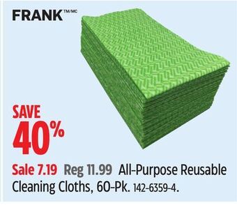 Canadian Tire Frank all-purpose reusable cleaning cloths, 60-pk offer