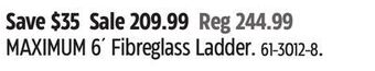 Canadian Tire Maximum 6' fibreglass ladder offer