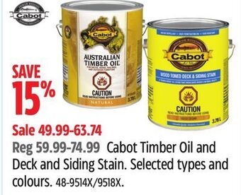 Canadian Tire Cabot timber oil and deck and siding stain offer
