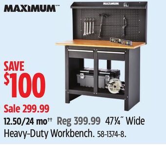 Canadian Tire Maximum 471⁄4˝ wide heavy-duty workbench offer
