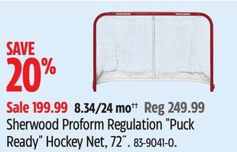 Canadian Tire Sherwood proform regulation puck ready hockey net, 72 offer