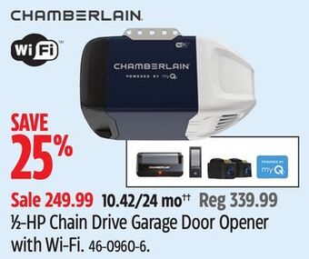 Canadian Tire Chamberlain 1⁄2-hp chain drive garage door opener with wi-fi offer
