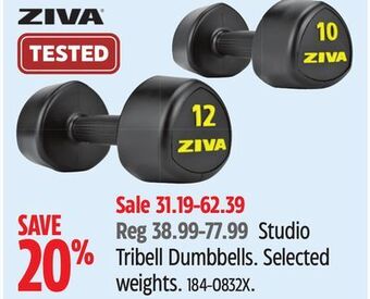 Canadian Tire Ziva studio tribell dumbbells offer