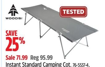 Canadian Tire Woods instant standard camping cot offer