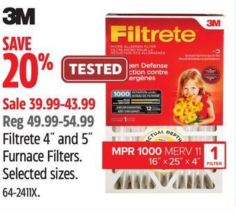 Canadian Tire 3m filtrete 4 and 5 furnace filters offer