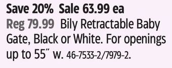 Canadian Tire Bily retractable baby gate, black or white offer