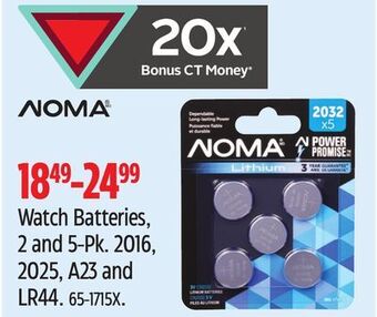 Canadian Tire Noma watch batteries, 2 and 5-pk offer