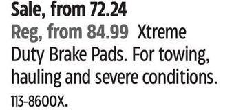 Canadian Tire Pro-series xtreme duty brake pads offer