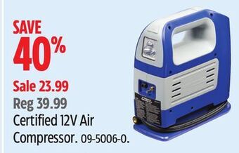 Canadian Tire Certified 12v air compressor offer