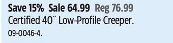 Canadian Tire Certified 40 low-profile creeper offer