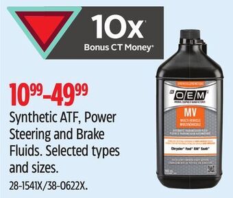 Canadian Tire Oem synthetic atf, power steering and brake fluids offer