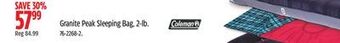 Canadian Tire Coleman granite peak sleeping bag, 2-lb offer