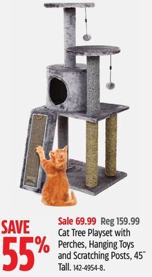 Canadian Tire Cat tree playset with perches, hanging toys and scratching posts, 45˝ tall offer