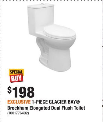 Home Depot Exclusive 1-piece glacier bay® brockham elongated dual flush toilet offer