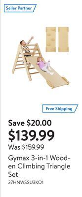 Walmart Gymax 3-in-1 wooden climbing triangle set offer