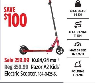 Canadian Tire Razor a2 kids' electric scooter offer