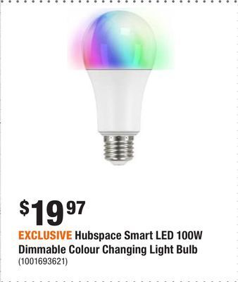 Home Depot Exclusive hubspace smart led 100w dimmable colour changing light bulb offer