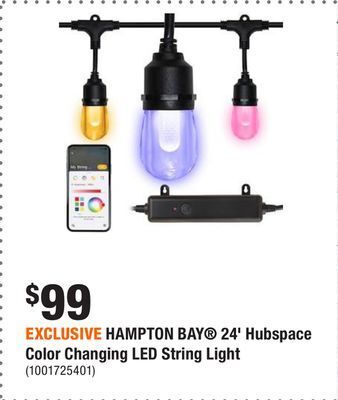 Home Depot Exclusive hampton bay® 24' hubspace color changing led string light offer