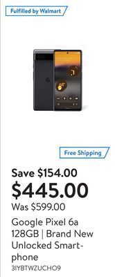 Walmart Google pixel 6a 128gb | brand new unlocked smartphone offer
