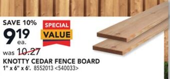 RONA Knotty cedar fence board offer