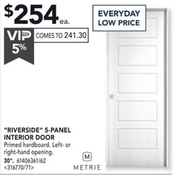 RONA Metrie riverside 5-panel interior door 30 offer