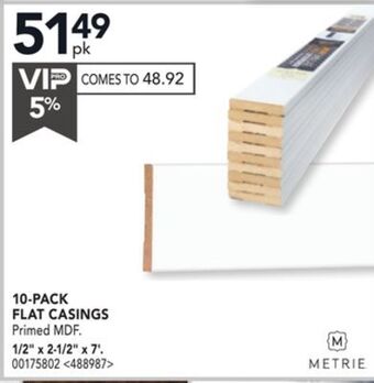 Lowe's Metrie 10-pack flat casings 1/2 x 2-1/2 x 7' offer