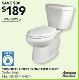 Lowe's American standard sonoma 2-piece elongated toilet offer