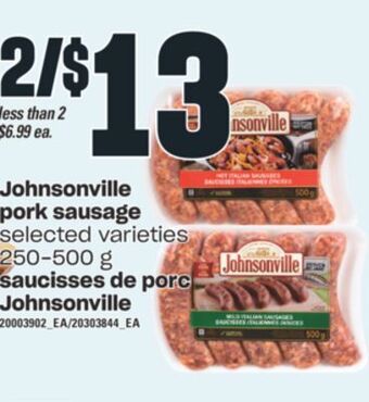 Valu-mart Saucisses de porc johnsonville, 250-500 g offer