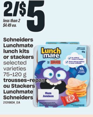 Valu-mart Trousses-repas ou stackers lunchmate schneiders, 75-120 g offer