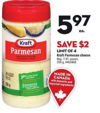 Giant Tiger Kraft parmesan cheese offer
