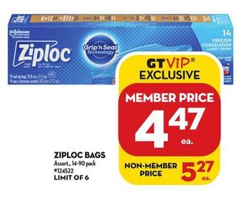 Giant Tiger Ziploc bags offer