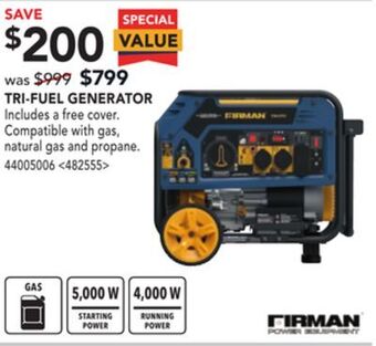 RONA Firman tri-fuel generator offer
