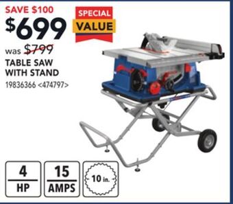 RONA Bosch table saw with stand offer