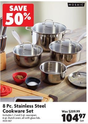 Home Hardware 8 pc. stainless steel cookware set offer