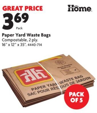Home Hardware Paper yard waste bags offer