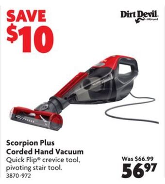 Home Hardware Scorpion plus corded hand vacuum offer
