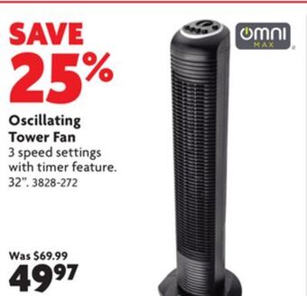 Home Hardware Oscillating tower fan offer