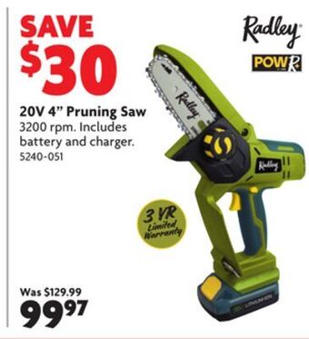 Home Hardware 20v 4 pruning saw offer