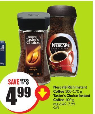 FreshCo Nescafé rich instant coffee 100-170 g taster's choice instant coffee 100 g offer