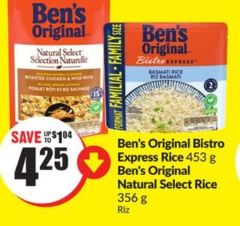 FreshCo Ben's original bistro express rice 453 g ben's original natural select rice 356 g offer