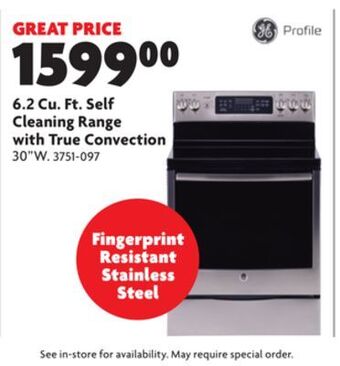 Home Hardware 6.2 cu. ft. self cleaning range with true convection offer